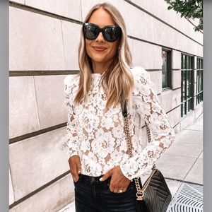 W.A.Y.F. Erika Puff Sleeve Lace Top